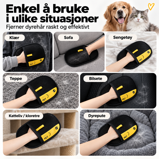 Lofix™ – Statisk Hårfjerningshanske for Hund &amp; Katt